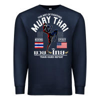 Navy thailand american flag muay thai boxing train hard repeat t shirt Premium Sweatshirt - InspiraDesign