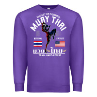 Purple thailand american flag muay thai boxing train hard repeat t shirt Premium Sweatshirt - InspiraDesign