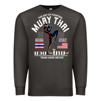 Smoke thailand american flag muay thai boxing train hard repeat t shirt Premium Sweatshirt - InspiraDesign