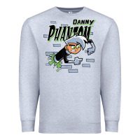 Heather Grey Danny Phantom Coming Through Brick Wall Premium Sweatshirt - InspiraDesign