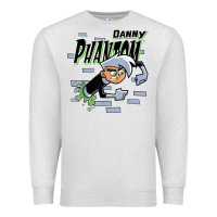 Oatmeal Heather Danny Phantom Coming Through Brick Wall Premium Sweatshirt - InspiraDesign