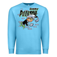 Ocean Blue Danny Phantom Coming Through Brick Wall Premium Sweatshirt - InspiraDesign
