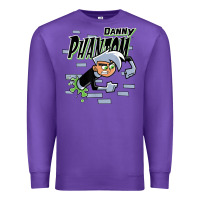 Purple Danny Phantom Coming Through Brick Wall Premium Sweatshirt - InspiraDesign