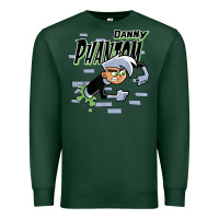 Sports Green Danny Phantom Coming Through Brick Wall Premium Sweatshirt - InspiraDesign