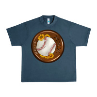 Midnight Navy baseball with sunflower round earrings Urban Heavy Tee - BundleAndBundleShop