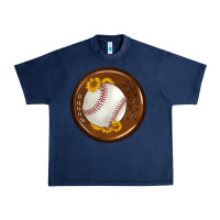 Navy baseball with sunflower round earrings Urban Heavy Tee - BundleAndBundleShop