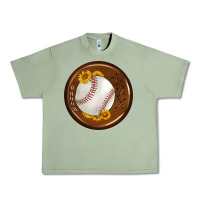 Oil Green baseball with sunflower round earrings Urban Heavy Tee - BundleAndBundleShop