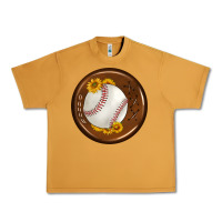 Peanut Butter baseball with sunflower round earrings Urban Heavy Tee - BundleAndBundleShop