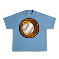 Pebble Blue baseball with sunflower round earrings Urban Heavy Tee - BundleAndBundleShop