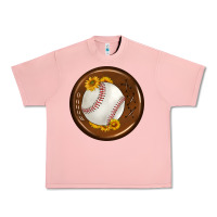 Baseball With Sunflower Round Earrings Urban Heavy Tee | Teevron