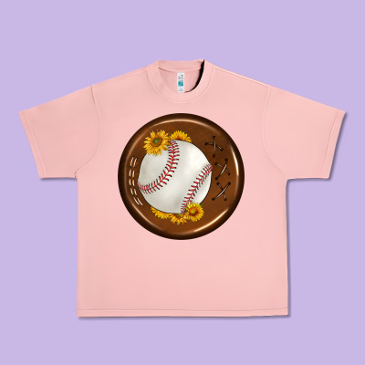 Baseball With Sunflower Round Earrings Urban Heavy Tee Designed By Bundleandbundleshop