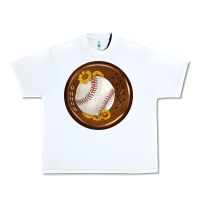 White baseball with sunflower round earrings Urban Heavy Tee - BundleAndBundleShop