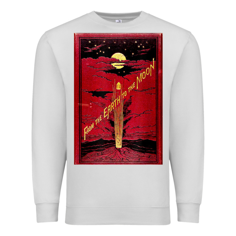 From The Earth To The Moon Jules Verne Book Cover Design Premium Sweatshirt by ArtChic | Teevron