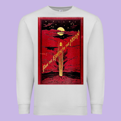 From The Earth To The Moon Jules Verne Book Cover Design Premium Sweatshirt Designed By Artchic