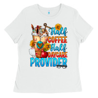 White Half coffee half daycare provider Ladies Tee - FaDigitalArtStudio