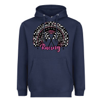 Navy racing checkered rainbow Heavyweight Hoodie - JahusDesignShop