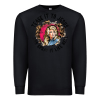 Black tease it to jesus and spray it like hell leopard western raglan baseba Premium Sweatshirt - ArtChic
