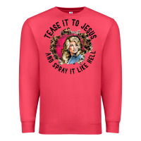 Cardinal tease it to jesus and spray it like hell leopard western raglan baseba Premium Sweatshirt - ArtChic