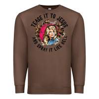 Chestnut tease it to jesus and spray it like hell leopard western raglan baseba Premium Sweatshirt - ArtChic