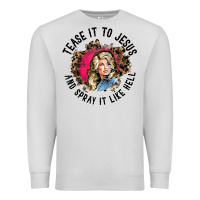 Dove Grey tease it to jesus and spray it like hell leopard western raglan baseba Premium Sweatshirt - ArtChic