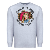 Heather Grey tease it to jesus and spray it like hell leopard western raglan baseba Premium Sweatshirt - ArtChic