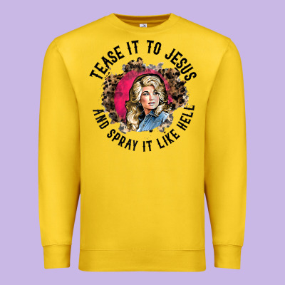 Tease It To Jesus And Spray It Like Hell Leopard Western Raglan Baseba Premium Sweatshirt Designed By Artchic