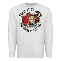 Oatmeal Heather tease it to jesus and spray it like hell leopard western raglan baseba Premium Sweatshirt - ArtChic