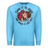 Ocean Blue tease it to jesus and spray it like hell leopard western raglan baseba Premium Sweatshirt - ArtChic
