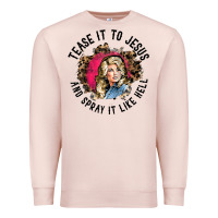 Pale Pink tease it to jesus and spray it like hell leopard western raglan baseba Premium Sweatshirt - ArtChic