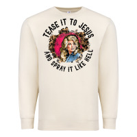 Sandshell tease it to jesus and spray it like hell leopard western raglan baseba Premium Sweatshirt - ArtChic