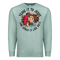Seafoam tease it to jesus and spray it like hell leopard western raglan baseba Premium Sweatshirt - ArtChic