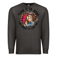 Smoke tease it to jesus and spray it like hell leopard western raglan baseba Premium Sweatshirt - ArtChic