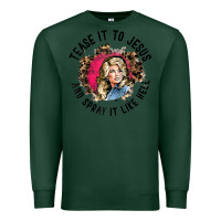 Sports Green tease it to jesus and spray it like hell leopard western raglan baseba Premium Sweatshirt - ArtChic