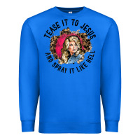 True Royal tease it to jesus and spray it like hell leopard western raglan baseba Premium Sweatshirt - ArtChic