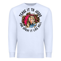 White tease it to jesus and spray it like hell leopard western raglan baseba Premium Sweatshirt - ArtChic
