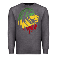 Charcoal Heather Lion of Judah Reggae, Rasta, Ethiopia Jamaican Roots Premium Sweatshirt - ArtChic