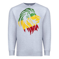 Heather Grey Lion of Judah Reggae, Rasta, Ethiopia Jamaican Roots Premium Sweatshirt - ArtChic