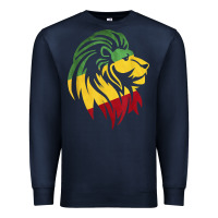 Navy Lion of Judah Reggae, Rasta, Ethiopia Jamaican Roots Premium Sweatshirt - ArtChic