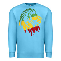 Ocean Blue Lion of Judah Reggae, Rasta, Ethiopia Jamaican Roots Premium Sweatshirt - ArtChic