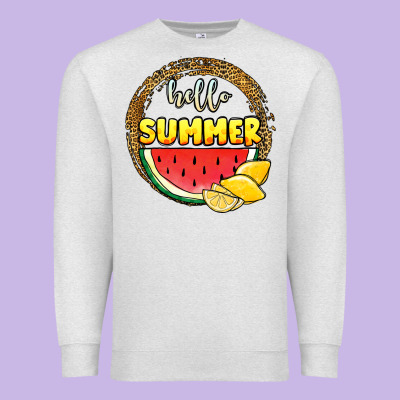 Hello Summer Watermelon Premium Sweatshirt Designed By Jahusdesignshop