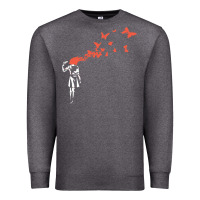 Charcoal Heather banksy headshot butterfly Premium Sweatshirt - ArtChic