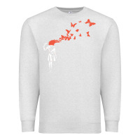 Oatmeal Heather banksy headshot butterfly Premium Sweatshirt - ArtChic