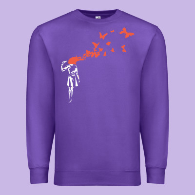 Banksy Headshot Butterfly Premium Sweatshirt Designed By Artchic