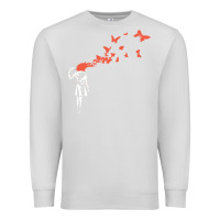 Dove Grey banksy headshot butterfly Premium Sweatshirt - ArtChic