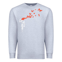 Heather Grey banksy headshot butterfly Premium Sweatshirt - ArtChic