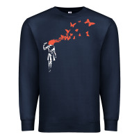 Navy banksy headshot butterfly Premium Sweatshirt - ArtChic