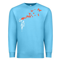 Ocean Blue banksy headshot butterfly Premium Sweatshirt - ArtChic