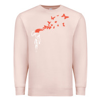 Pale Pink banksy headshot butterfly Premium Sweatshirt - ArtChic