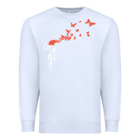 White banksy headshot butterfly Premium Sweatshirt - ArtChic