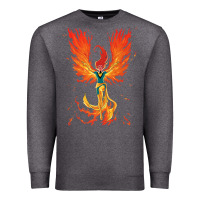 Charcoal Heather X-Men Jean Grey Phoenix Cosmic Flames Premium Sweatshirt - ArtChic